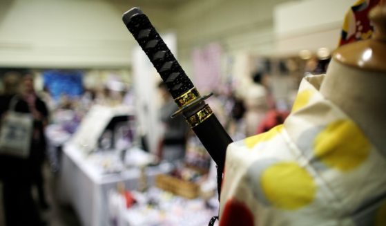A samurai sword is pictured in a file photo from a Japanese culture exhibit in London in 2012.