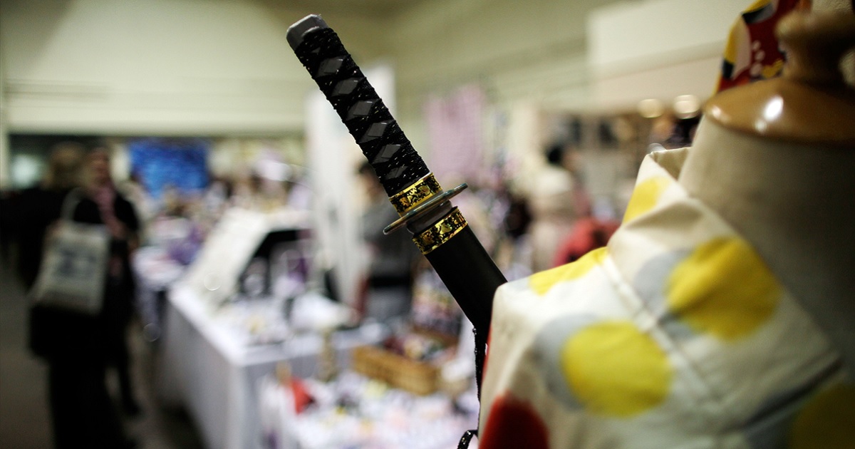 A samurai sword is pictured in a file photo from a Japanese culture exhibit in London in 2012.