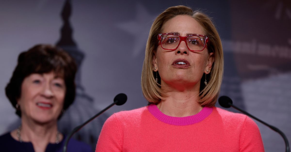 Sen. Kyrtsen Sinema (D-AZ) speaks at a news conference after the Senate passed the Respect for Marriage Act at the Capitol Building on Nov. 29 in Washington, D.C.