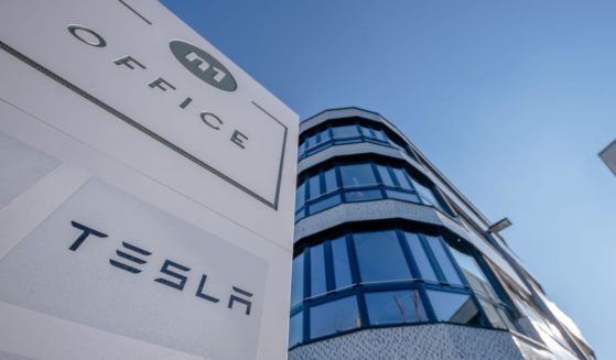 The building that houses the local Tesla electric car dealership on Dec. 8 in Sindelfingen, Germany.