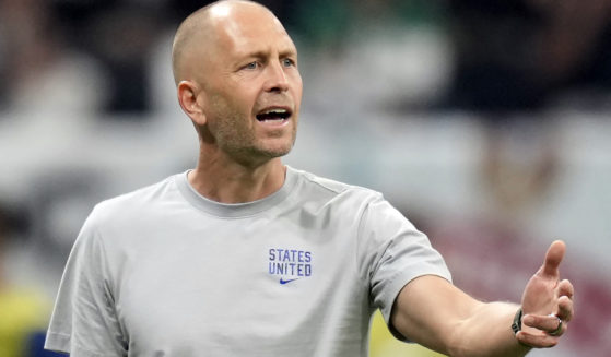 U.S. men's nation team soccer coach Gregg Berhalter coaches during the World Cup game between England and the U.S. in Al Khor, Qatar, on Nov. 25.