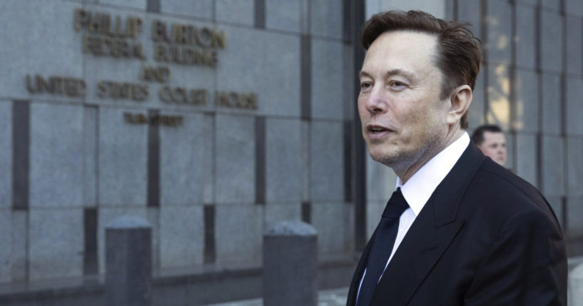 Tesla CEO Elon Musk departs the Phillip Burton Federal Building and U.S. Court House in San Francisco on Jan. 24.