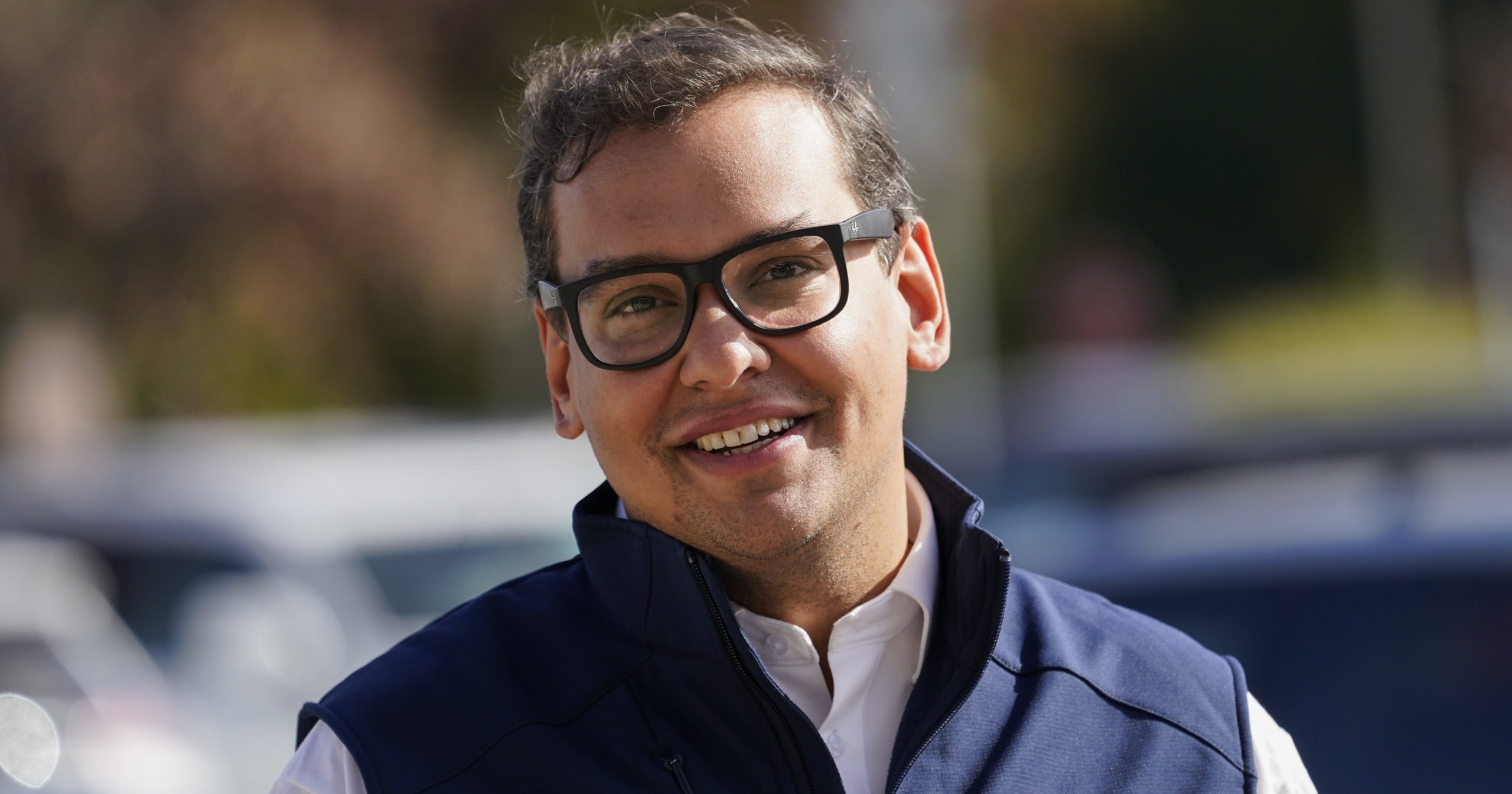 Congressman-elect George Santos is pictured campaigning outside of a Stop and Shop store on November 5, 2022 in Glen Cove, New York.