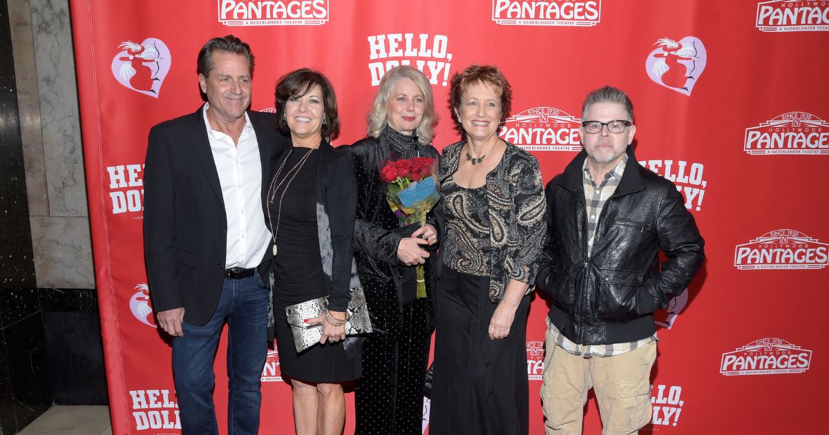 (L - R) "Eight Is Enough" actors Jimmy Van Patten, Connie Needham, Dianne Kay, Laurie Walters and Adam Rich attend the Los Angeles premiere of the musical "Hello Dolly" at the Pantages Theatre on January 30, 2019 in Hollywood, California.