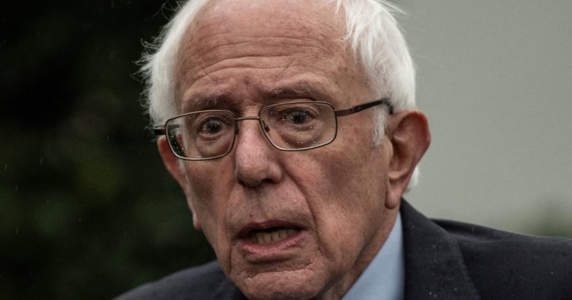 Sen. Bernie Sanders speaks during a news conference at the White House in Washington, D.C., on Wednesday.