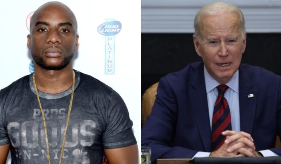 During the radio show "The Breakfast Club," host Lenard "Charlamagne tha God" McKelvey, left, asked listeners if President Joe Biden, right, should run again in 2024. The answer was unanimous.