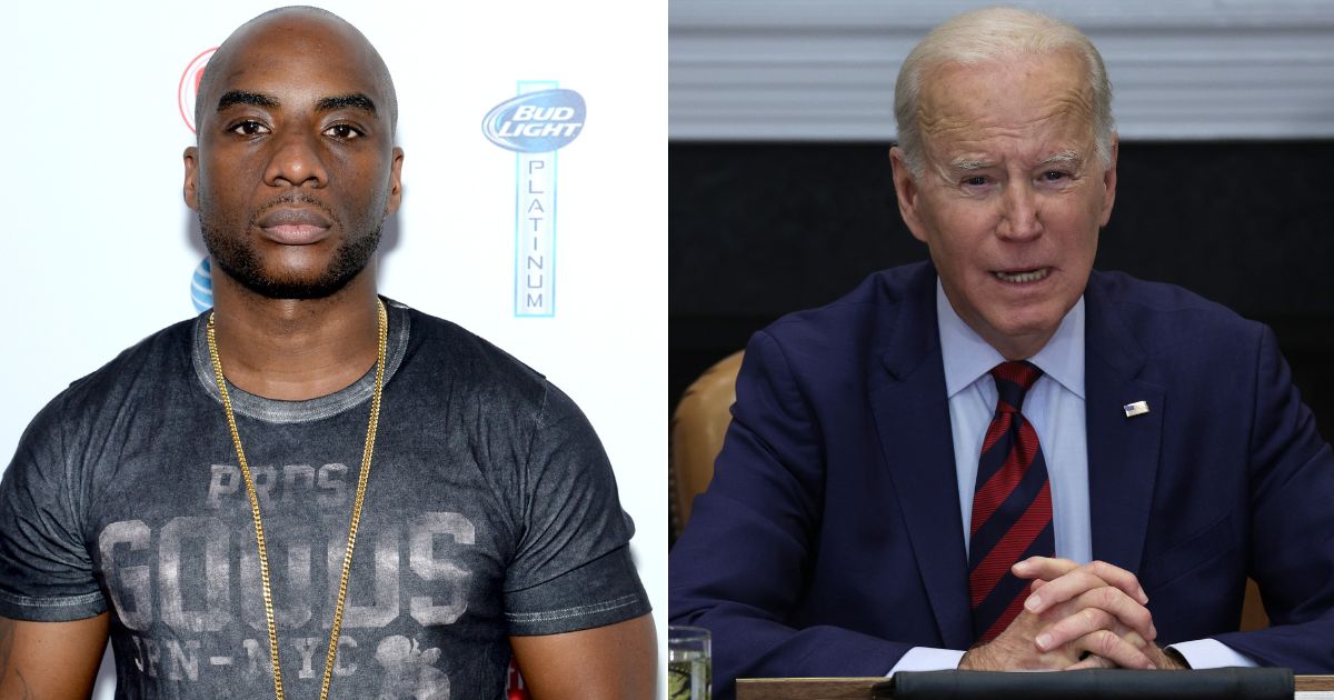During the radio show "The Breakfast Club," host Lenard "Charlamagne tha God" McKelvey, left, asked listeners if President Joe Biden, right, should run again in 2024. The answer was unanimous.