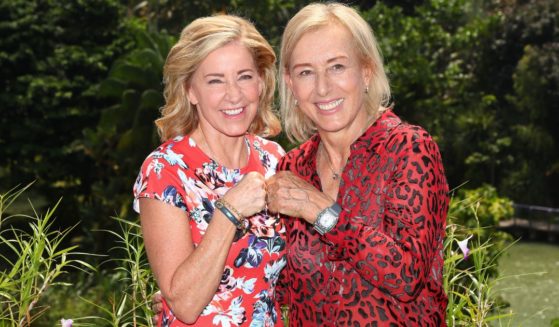 Tennis legends Chris Evert, left, and Martina Navratilova are seen in a file photo from 2018. Navratilova has been diagnosed with two forms of cancer.