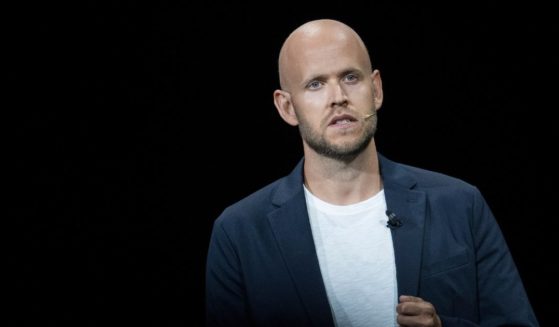 Daniel Ek, chief executive officer of Spotify, speaking during a product launch event