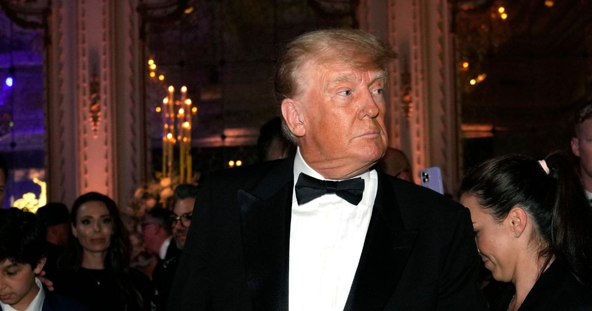 Donald Trump in a tuxedo for a New Years Eve party