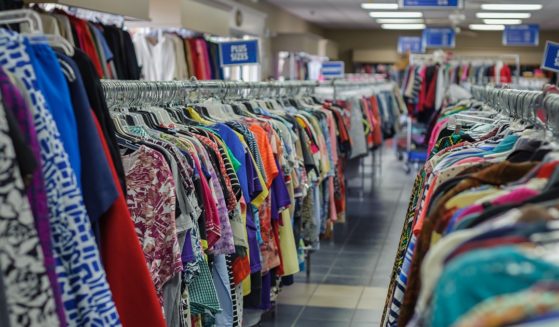 The interior of a Goodwill retail store is seen in this stock image.