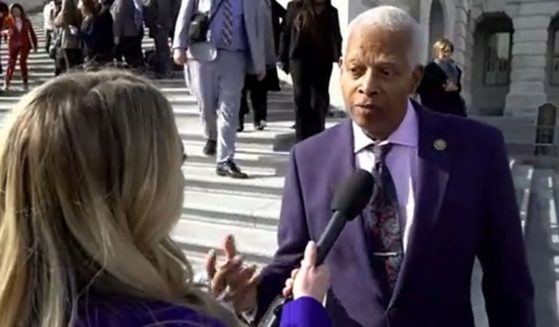 Georgia Democrat Rep. Hank Johnson talks to a Fox News reporter at the Capitol.
