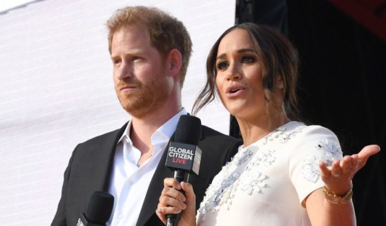 Prince Harry and Meghan, the Duke and Duchess of Sussex, speak onstage during Global Citizen Live in New York on Sept. 25, 2021.