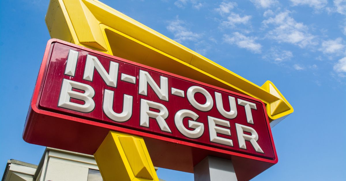 An In-N-Out Burger sign is seen in this stock image.