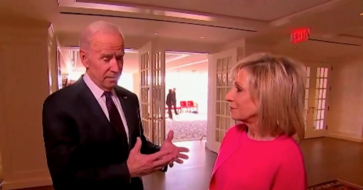 Joe Biden is interviewed by MSNBC's Andrea Mitchell in February 2018.
