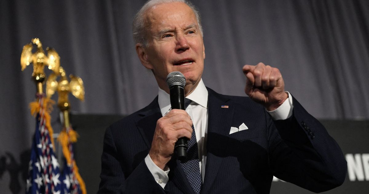 President Joe Biden delivers remarks at the National Action Network's Martin Luther King Jr. Day breakfast at the Mayflower Hotel in Washington, D.C., on Monday.