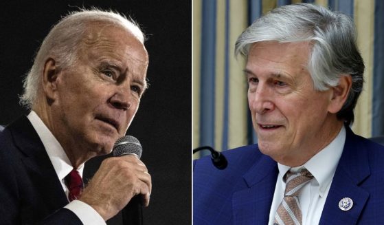 President Joe Biden, left, speaks about the economy at Steamfitters Local 602 in Springfield, Virginia, on Thursday. In the speech, Biden called Virginia Democratic Rep. Don Beyer, right, "Doug" on four different occasions.