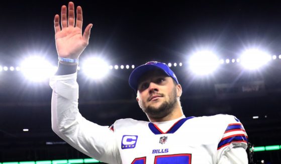 Buffalo Bills quarterback Josh Allen waves to fans following the Bills win over the New England Patriots on Dec. 1.