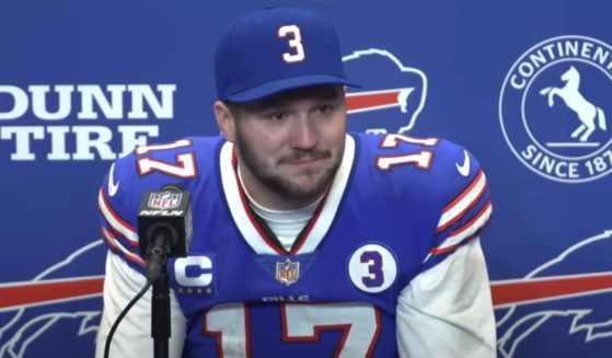Buffalo Bills quarterback speaks during a postgame news conference on Sunday.