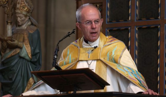 Justin Welby, the Archbishop Of Canterbury, delivers his Easter sermon at Canterbury Cathedral on April 17, 2022, in Canterbury, England.