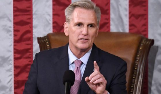Speaker of the House Kevin McCarthy gives a speech after being elected on the 15th ballot at the U.S. Capitol in Washington, D.C., on Saturday.