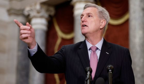 House Speaker Kevin McCarthy gestures during a news conference in Statuary Hall of the U.S. Capitol in Washington on Thursday.