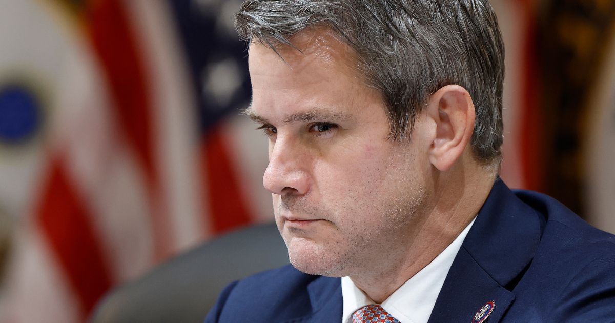 Then-Rep Adam Kinzinger of Illinois participates in the last meeting of the House select committee investigating the Jan. 6, 2021, Capitol incursion in the Canon House Office Building on Capitol Hill in Washington on Dec. 19.