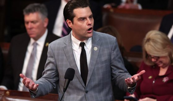 Rep. Matt Gaetz delivers remarks in the House Chamber at the U.S. Capitol on Friday.