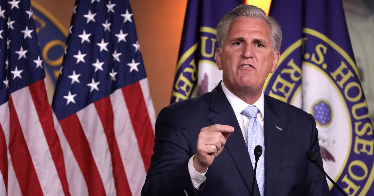Rep. Kevin McCarthy (R-CA) speaks during his weekly news conference June 25, 2020 on Capitol Hill in Washington, DC.