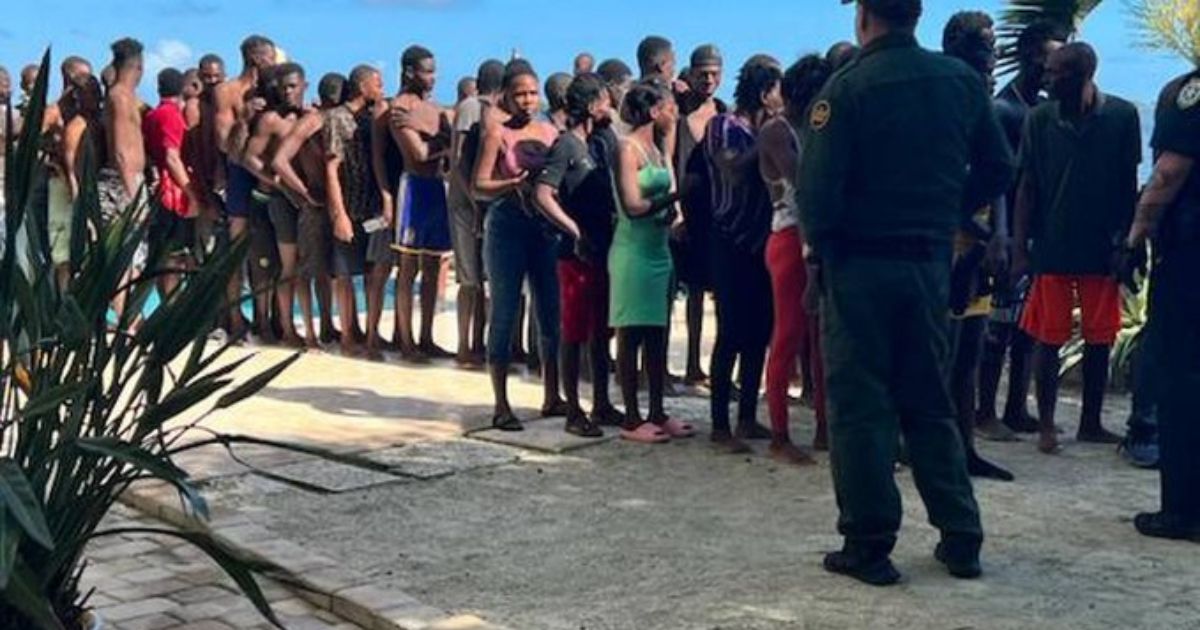 Haitian migrants line up in Key Largo, Florida.