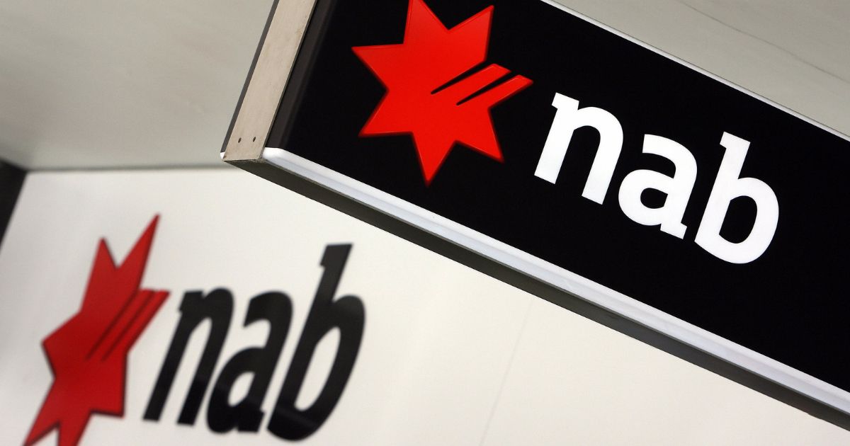 A sign for the National Australia Bank is displayed in Sydney, Australia, on Sept. 4, 2006.