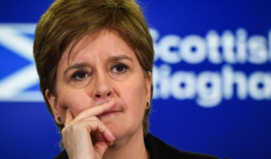 Scotland's First Minister Nicola Sturgeon addresses the media during a news conference at St Andrews House in Edinburgh, Scotland, on Monday.