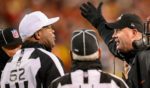 Cincinnati Bengals head coach Zac Taylor argues a call with referee Ronald Torbert during during the second half of the AFC championship game against the Kansas City Chiefs on Sunday at Arrowhead Stadium.