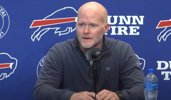 Buffalo Bills coach Sean McDermott speaks during a news conference Thursday.