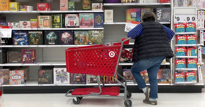 A woman looks at a display of board games while shopping at a Target store in San Francisco on Dec. 15.