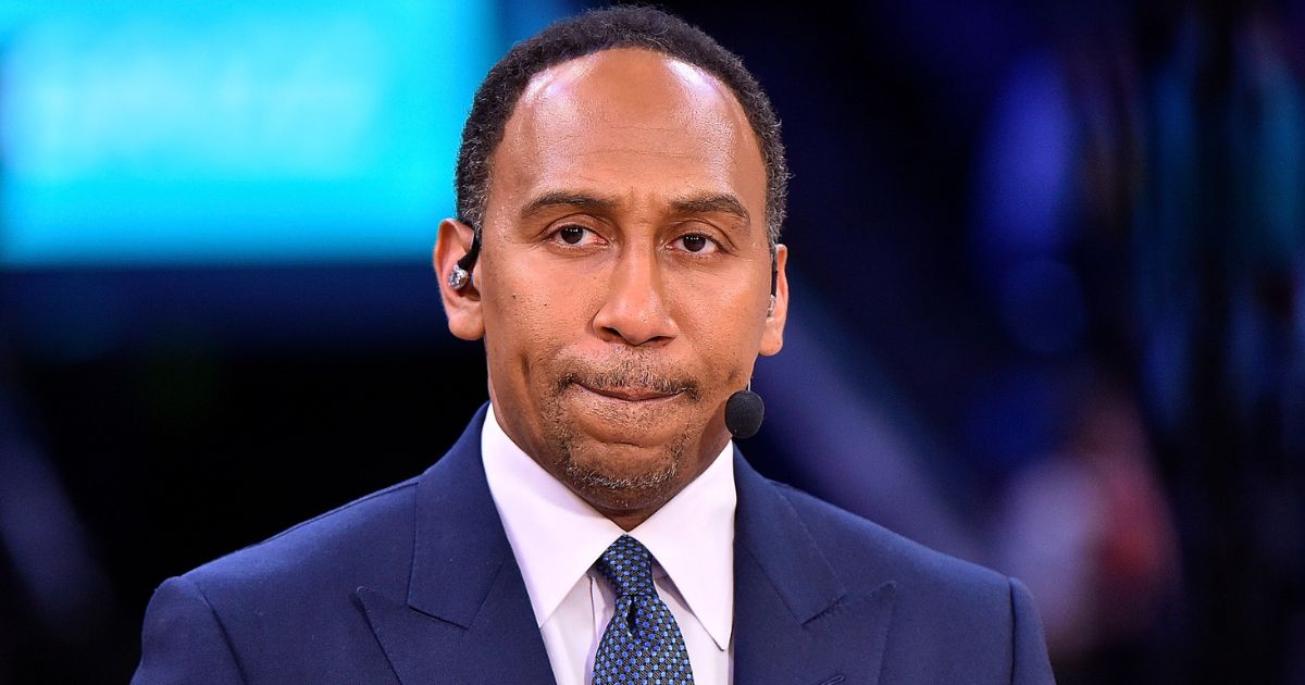 ESPN personality Stephen A. Smith prepares to commentate on the NBA game between the Memphis Grizzlies and the Brooklyn News in Memphis, Tennessee, on March 23, 2022.