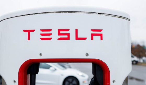 A Tesla charging station stands in a parking lot on Tuesday in Springfield, Virginia.