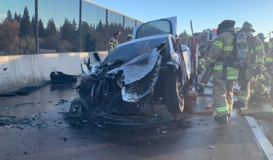 A Tesla caught on fire in Sacramento, California, on Saturday.