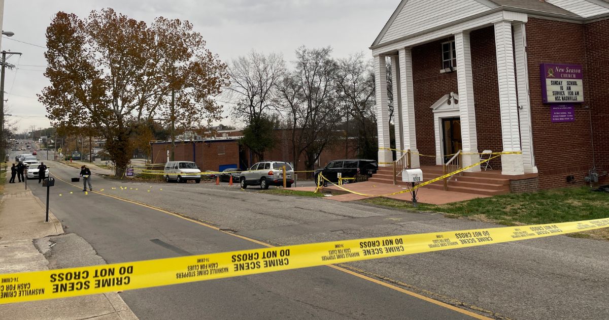 A crime scene is taped off at a church after a non-fatal incident in Nashville on Nov. 26. On Thursday, Metro Nashville Police killed Grammy Award winner Mark Capps during an encounter at his home, an agency spokesman said.
