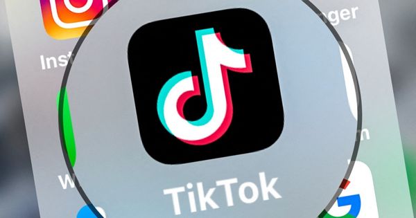 The TikTok app logo is displayed on a tablet in Lille, France, on March 23, 2022.