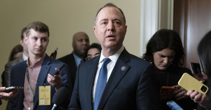 Adam Schiff speaking to reporters