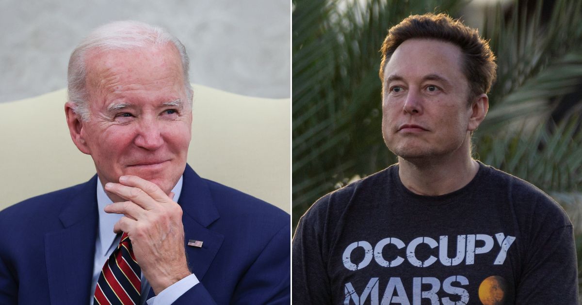 Twitter owner Elon Musk, right, tweets about President Joe Biden's administration on Wednesday.