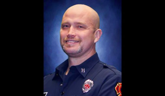 This screen shot shows firefighter Chad Cate.
