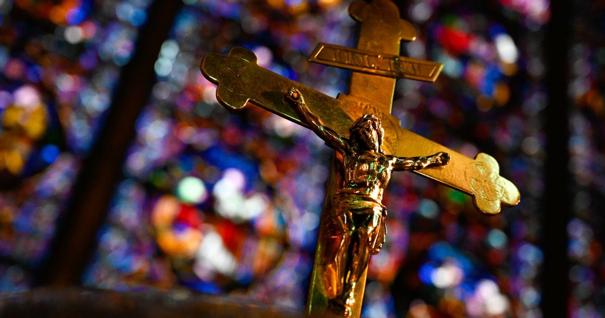 A crucifix is seen in the above stock image.