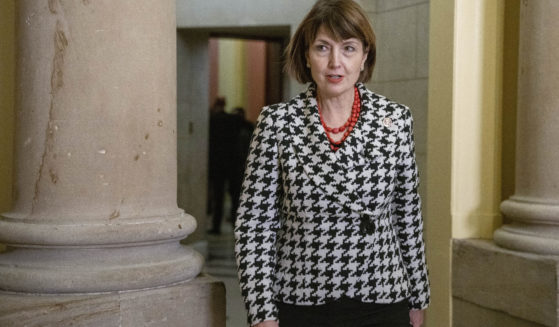 GOP Rep. Cathy McMorris Rodgers leaves the speaker of the house's office to walk to the House chamber on Friday to attend the 14th vote for speaker of the House, on Capitol Hill in Washington., D.C.
