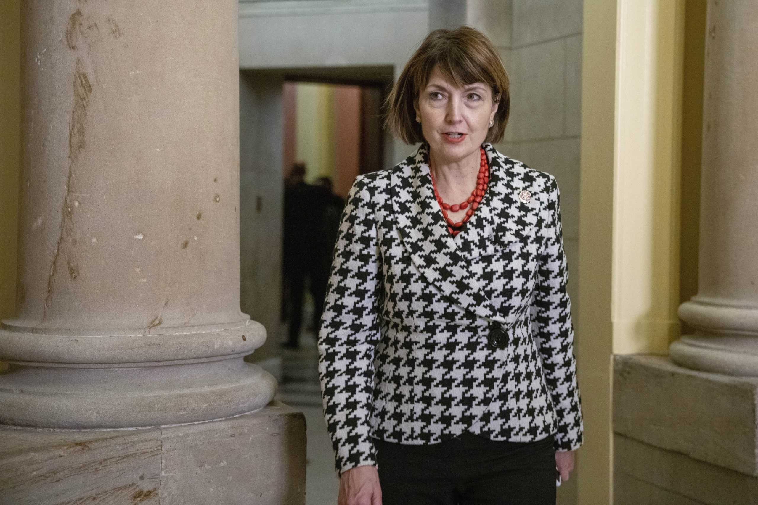 GOP Rep. Cathy McMorris Rodgers leaves the speaker of the house's office to walk to the House chamber on Friday to attend the 14th vote for speaker of the House, on Capitol Hill in Washington., D.C.