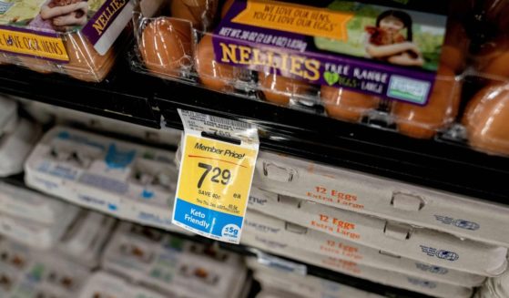 Eggs are seen at a grocery store in Washington, DC, on January 19, 2023.