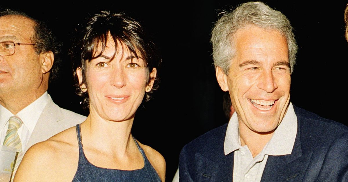Ghislaine Maxwell, left, and Jeffrey Epstein, right, pose for a portrait during a party at the Mar-a-Lago club, in Palm Beach, Florida, Feb. 12, 2000.