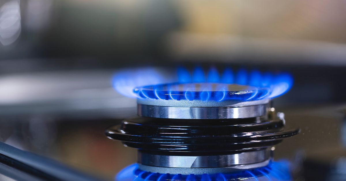 A gas stove is seen in this stock image.