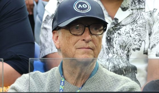 Bill Gates looks on ahead of the Men’s Singles Final between Stefanos Tsitsipas of Greece and Novak Djokovic of Serbia during day 14 of the 2023 Australian Open at Melbourne Park on Sunday in Melbourne, Australia.